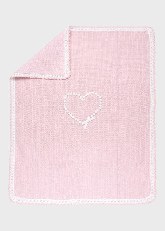 Coperta Cotone Rosa Cipria Bianco EK2480/R corredino e abbigliamento neonato | NANU' BABY