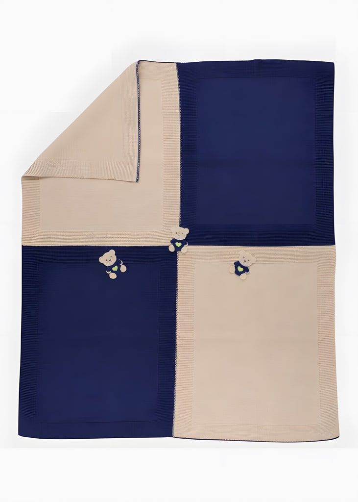 Coperta Teddy Ricamato Blu EK6080 corredino e abbigliamento neonato | NANU' BABY