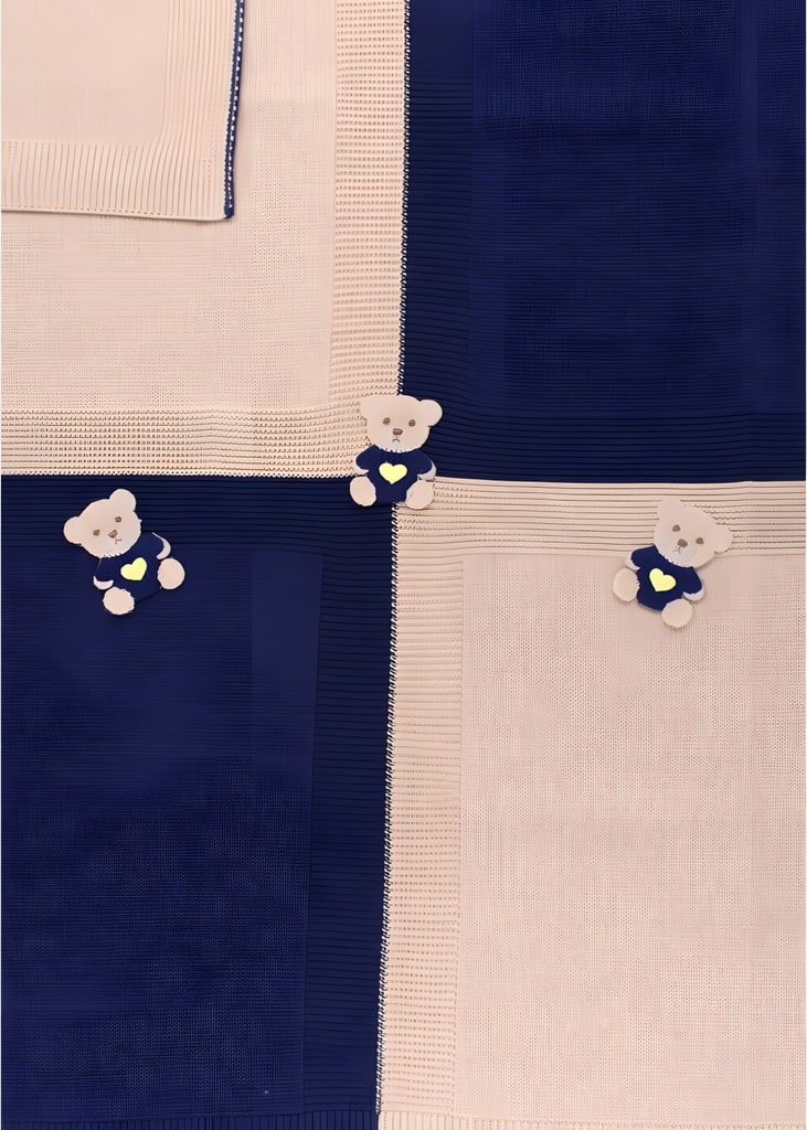 Coperta Teddy Ricamato Blu EK6080 corredino e abbigliamento neonato | NANU' BABY
