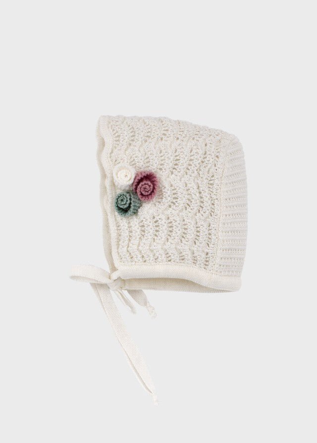 Cuffia Cotone Roselline Melograno EK17CU corredino e abbigliamento neonato | NANU' BABY