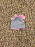 Cuffia Fiocco rosa Neonata TORTORA POIS 644 corredino e abbigliamento neonato | NANU' BABY