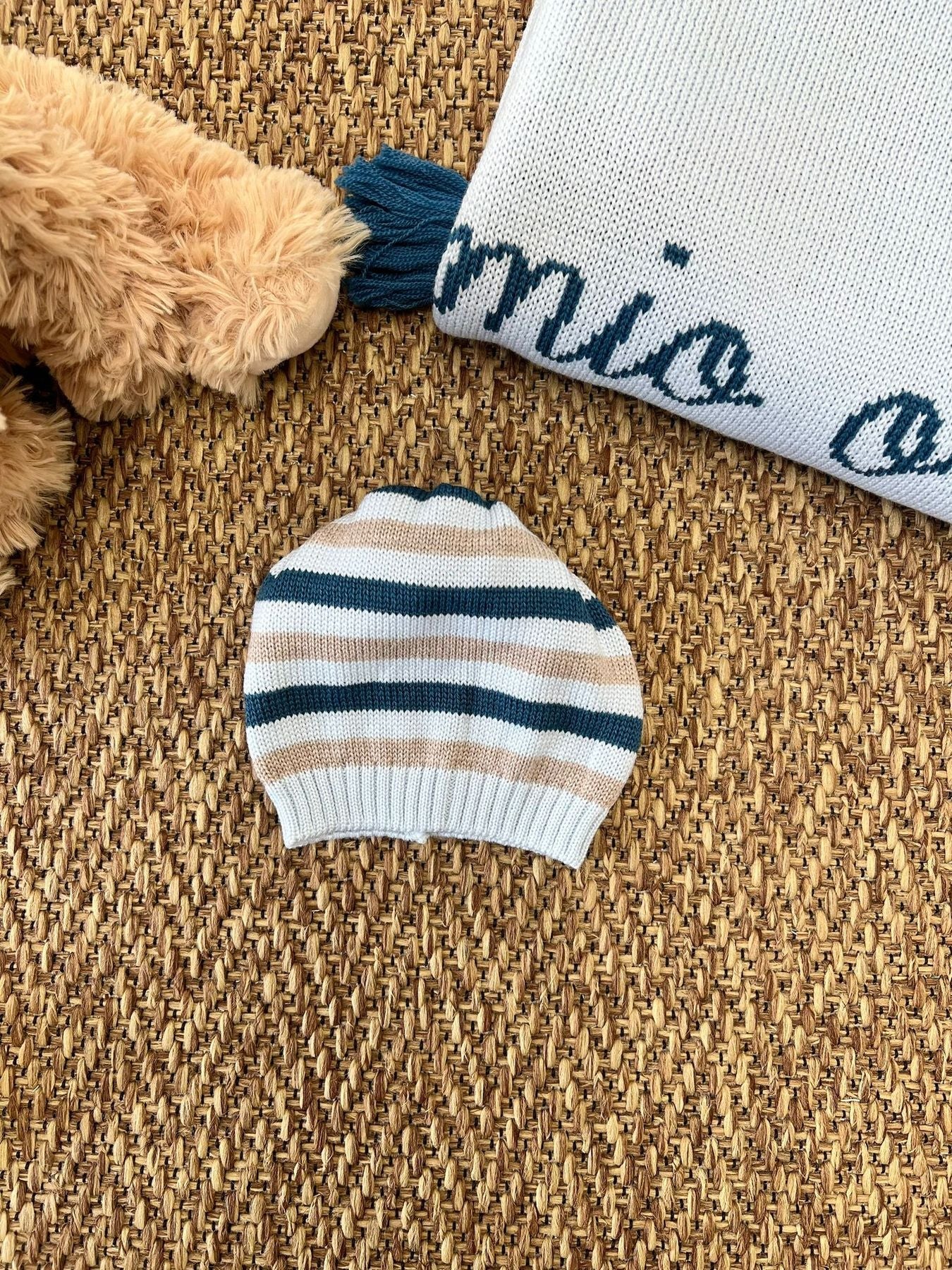 Cuffia in lana cielo Pom Pom Neonato Cielo IG5471PL/C corredino e abbigliamento neonato | NANU' BABY