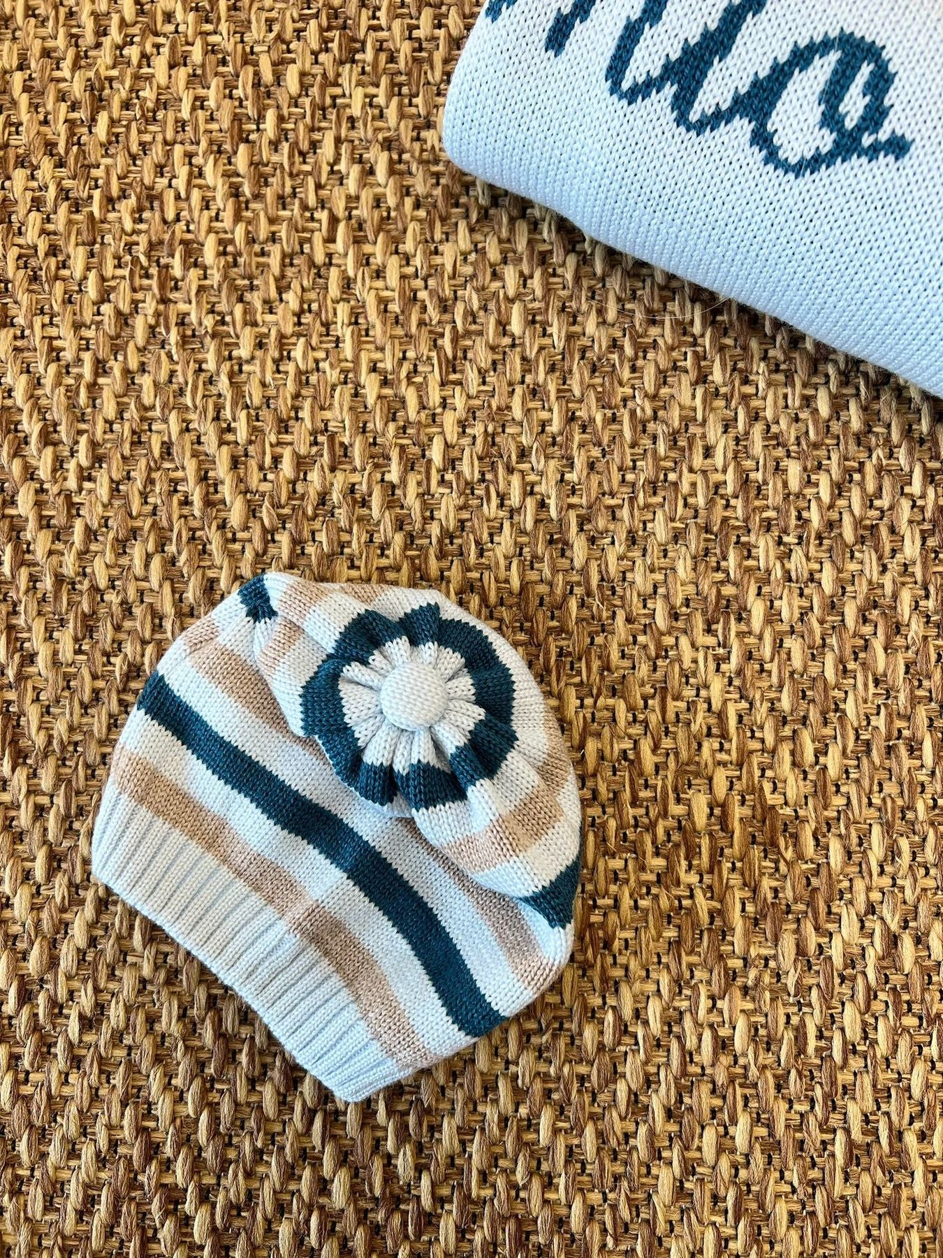 Cuffia in lana cielo Pom Pom Neonato Cielo IG5471PL/C corredino e abbigliamento neonato | NANU' BABY