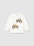 "Play" tractor long-sleeved shirt for boys, CREAM 2069/39