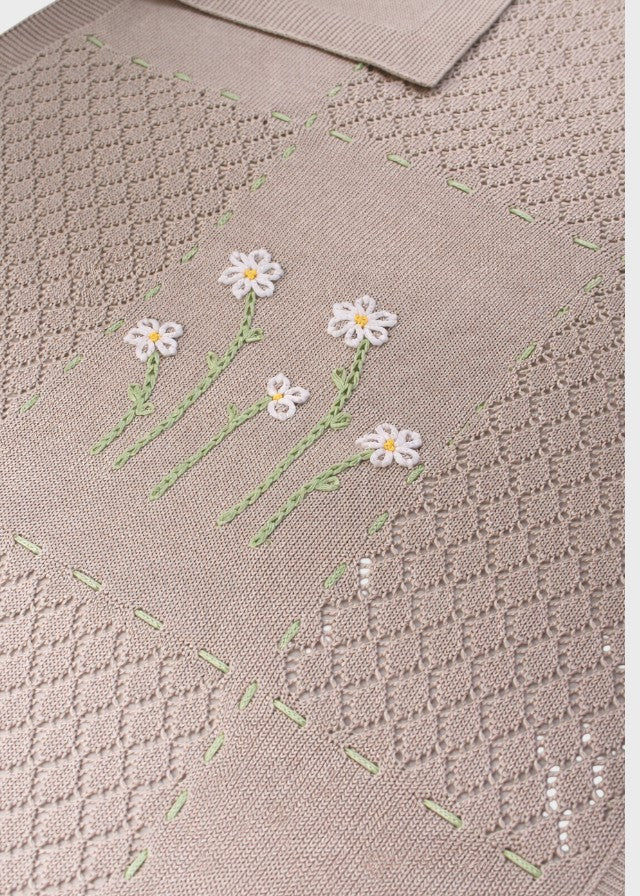 Decorated Cotton Blanket Dove Grey 7564/T