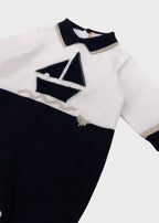 Cotton Onesie with Blue Feet 7618