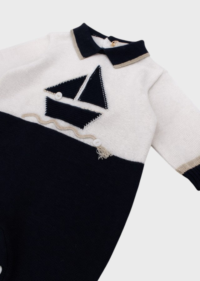 Cotton Onesie with Blue Feet 7618