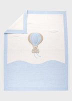 Copertina neonato cotone smacchinato cielo vaniglia ricamo mongolfiera cerimonie battesimo Made Italy MARLÙ EK50
