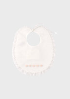 Bavetta neonata cotone batista bianco fiori ricamati punto vapore tramatura spiga Made Italy PICCOLA GIUGGIOLA FEDERICA