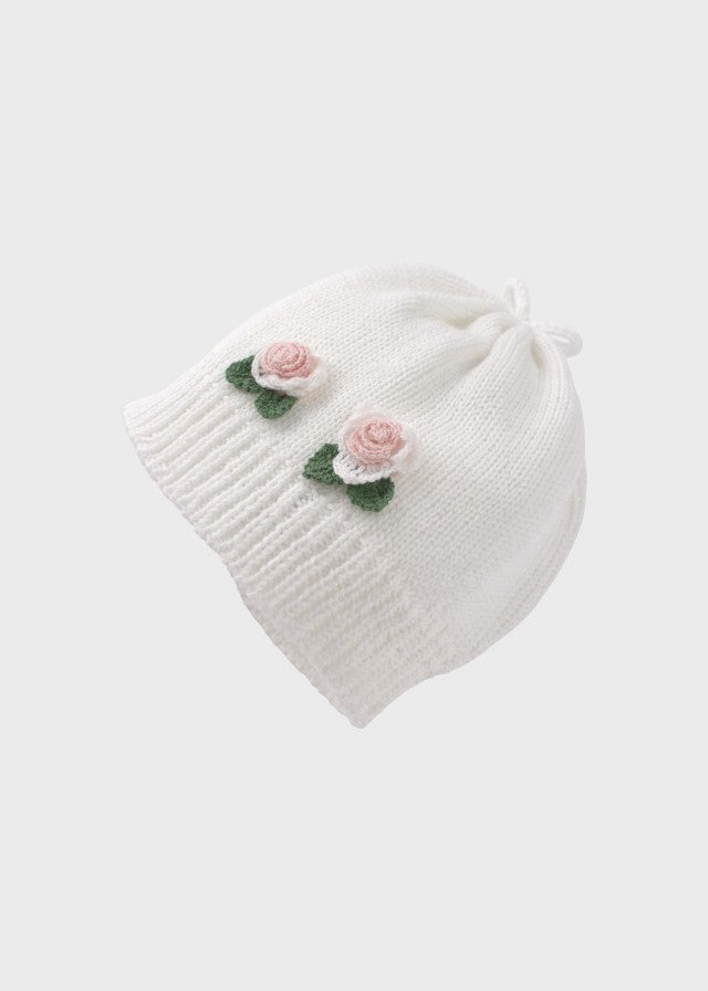DELIZIA/CU White Embroidered Rose Cap