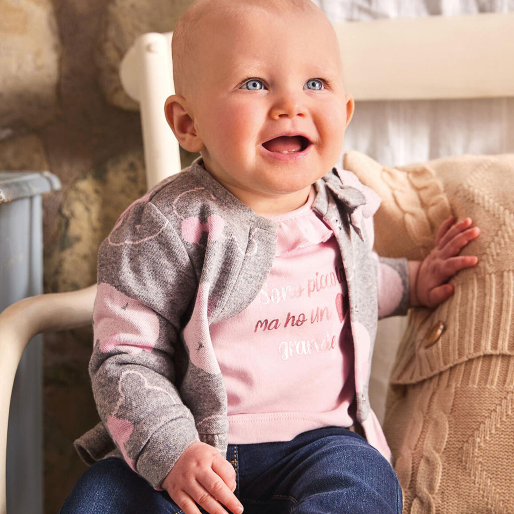 Pink Girl's Jacquard Fabric Jacket with Bow 3F713/2714