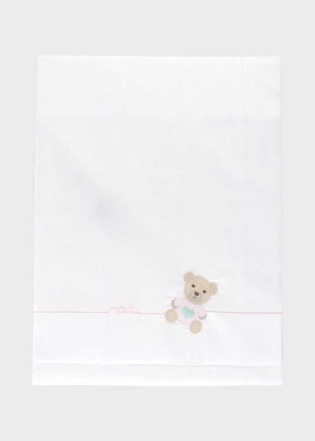 Pink Embroidered Teddy Sheet EK60LE/R