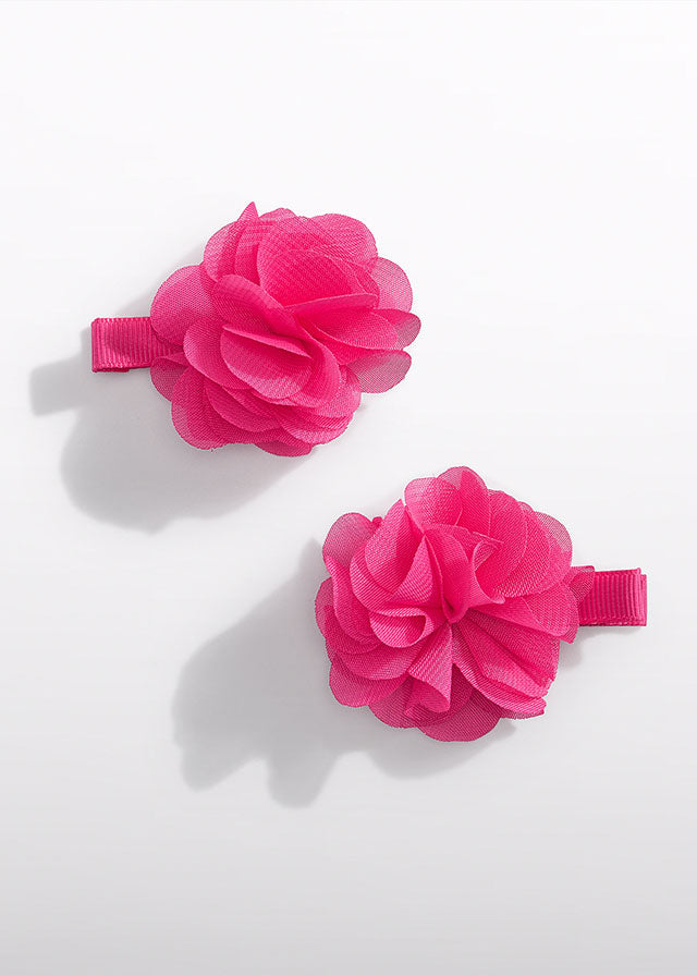 Fuchsia Chiffon Flower Hair Clips 5470/51