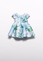 Turquoise Printed Mikado Dress 5013/8