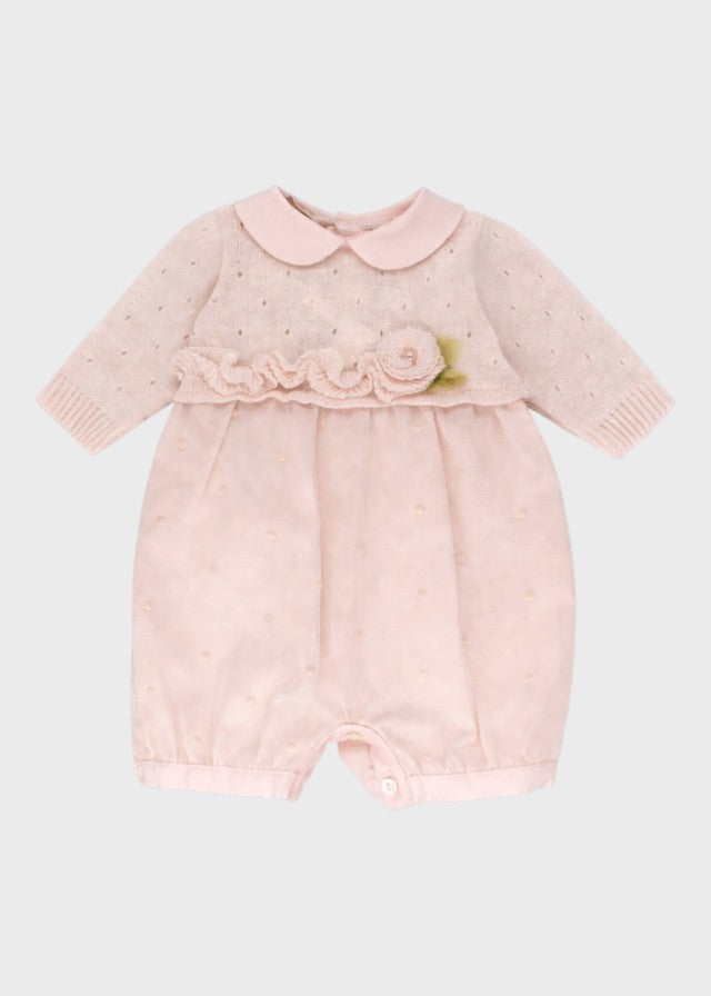 Pagliaccetto Cotone Decorato Rosa FIORE PERLA 7123