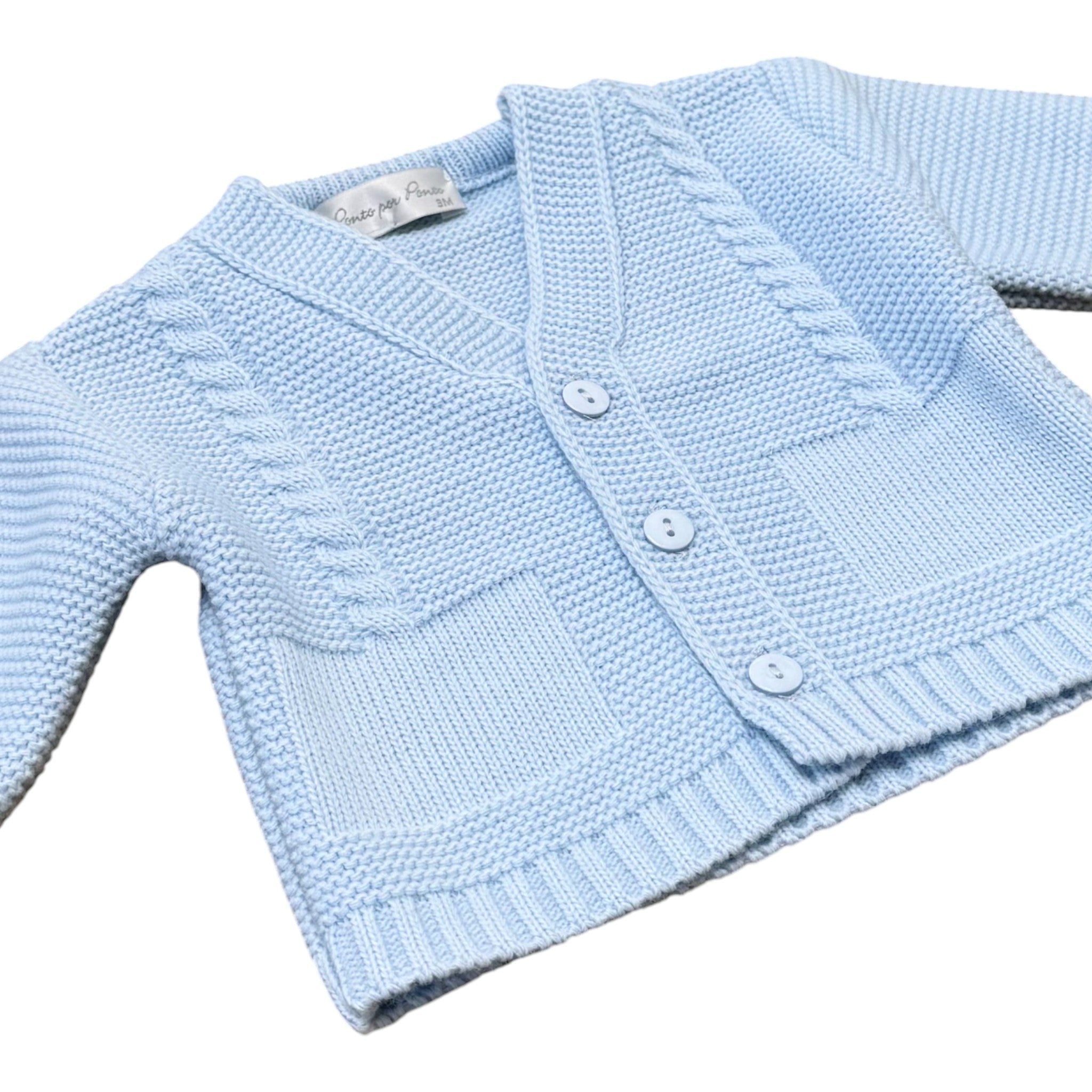 Giacca Cerimonia Bimbo Misto Cotone Cielo - PONTO POR PONTO 3/880 corredino e abbigliamento neonato | NANU' BABY