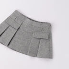 Pleated Twill Skirt for Girls, Grey, 3F730/8879