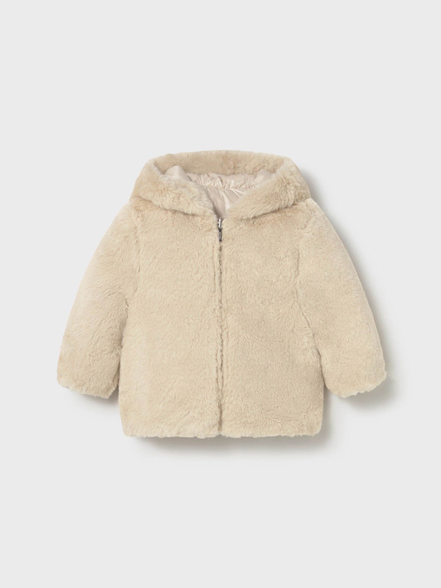 Reversible fur jacket for girls, Ivory color, 2435/80