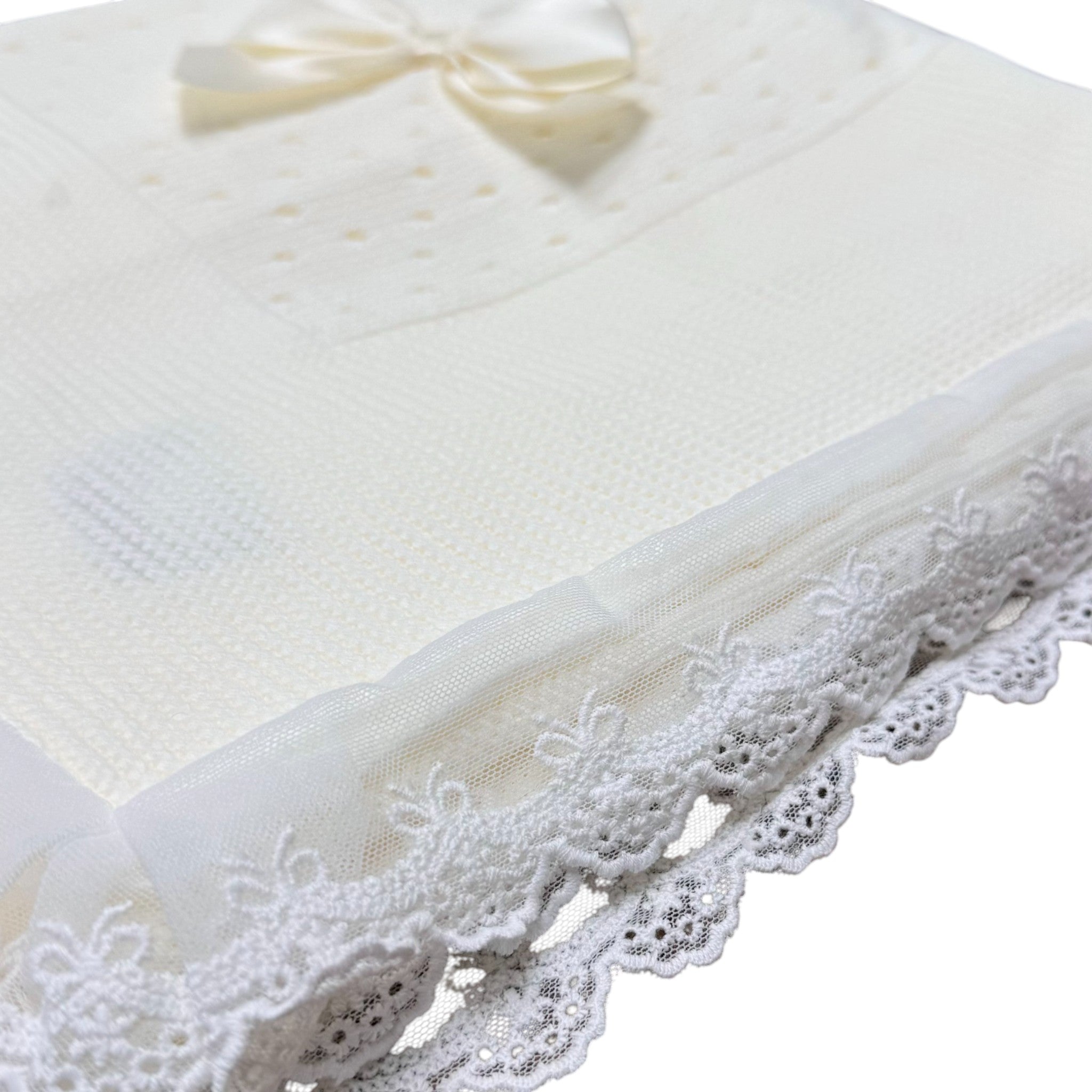 White Cotton Baby Blanket - PONTO POR PONTO 3/874