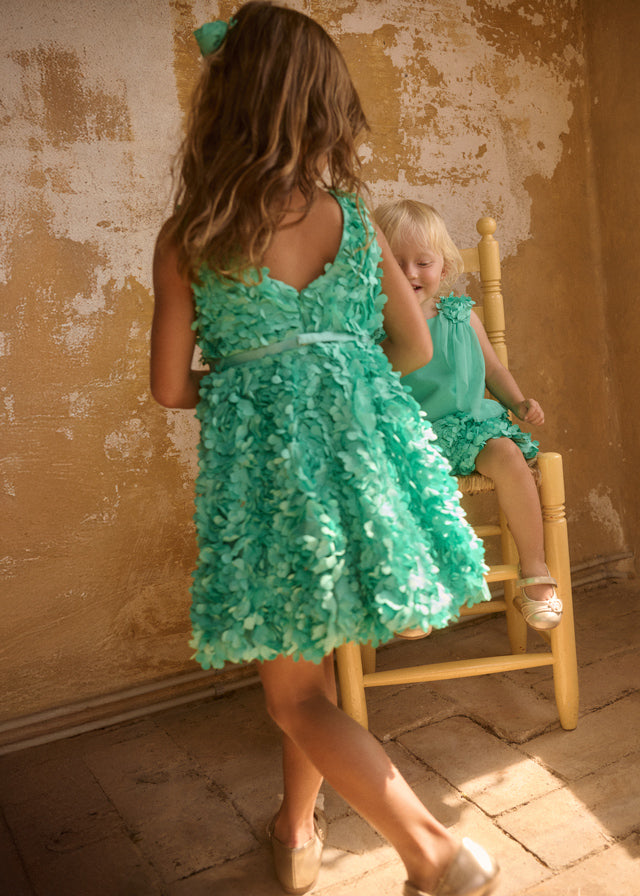 Turquoise 3D Flower Dress 5038/9