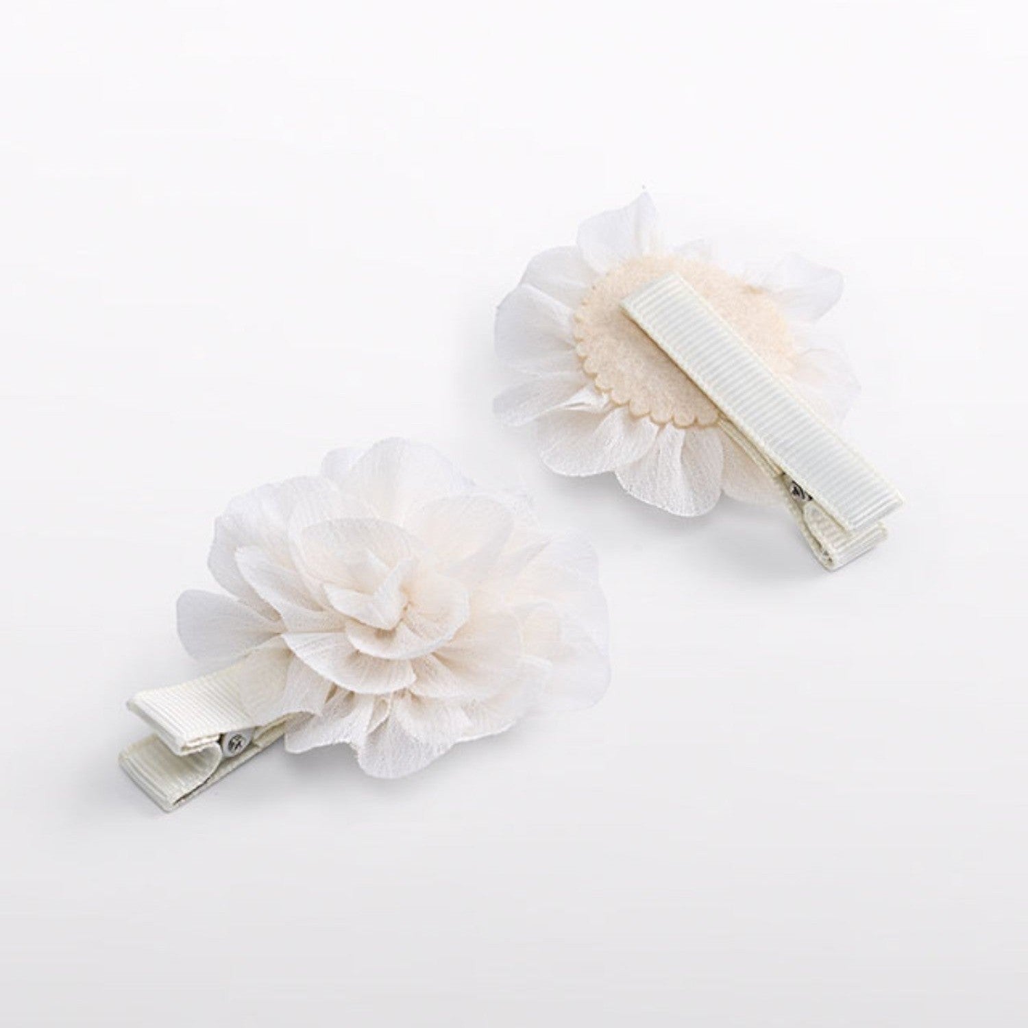 Set 2 fermagli fiori chiffon Bimba ECRU 5967/29 -  NANU' BABY