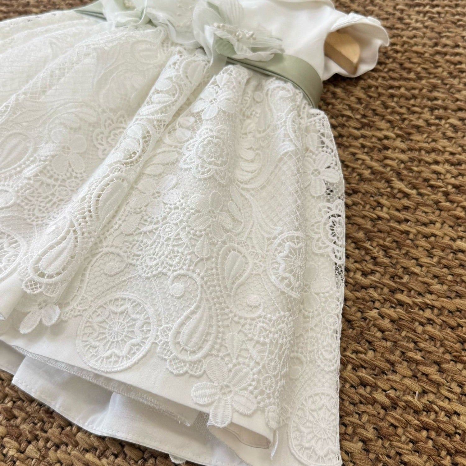 Abito Cerimonia Macramè Bimba BIANCO FB081 -  NANU' BABY