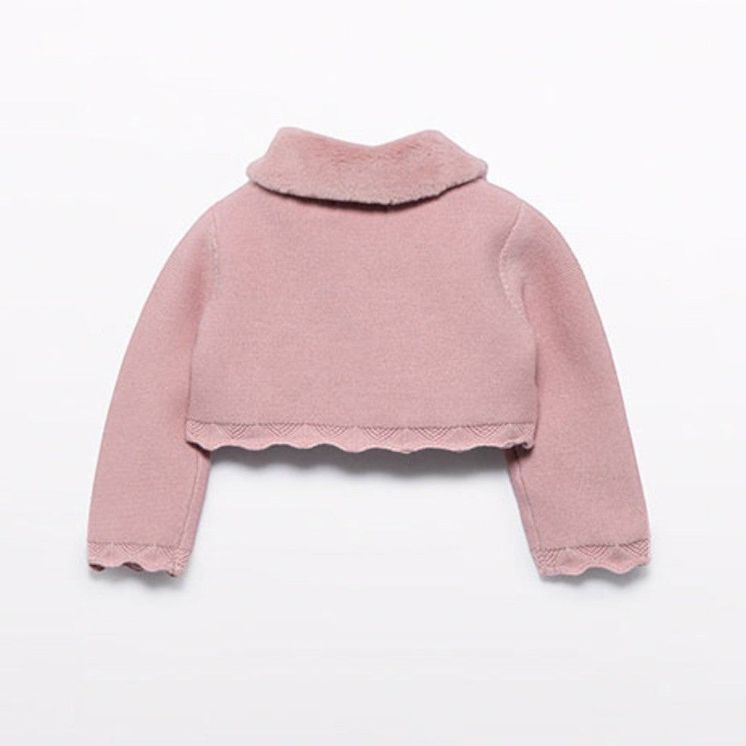 Cardigan tricot colletto pell Bimba Rosa 5817/11 -  NANU' BABY