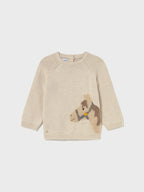Animal intarsia sweater, baby boy, beige, 2345/22