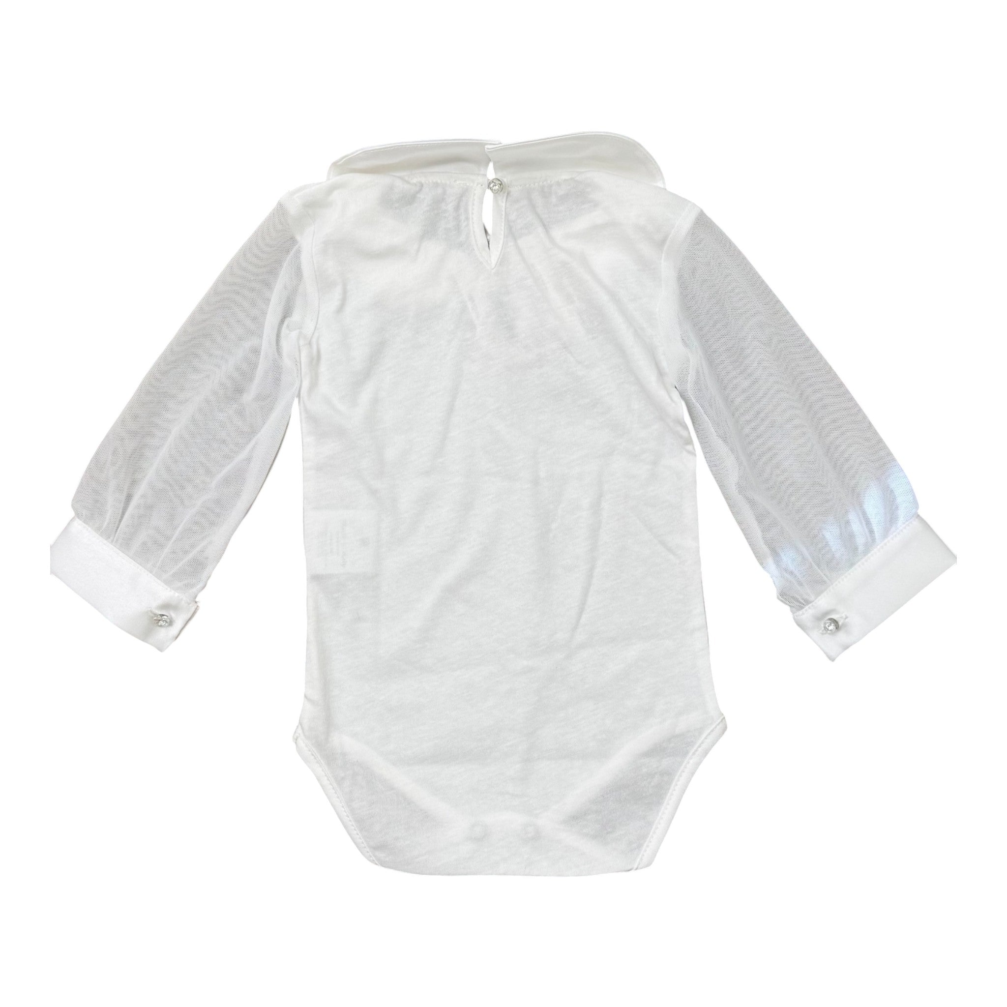 Baby girl's white bodysuit with collar GG43I