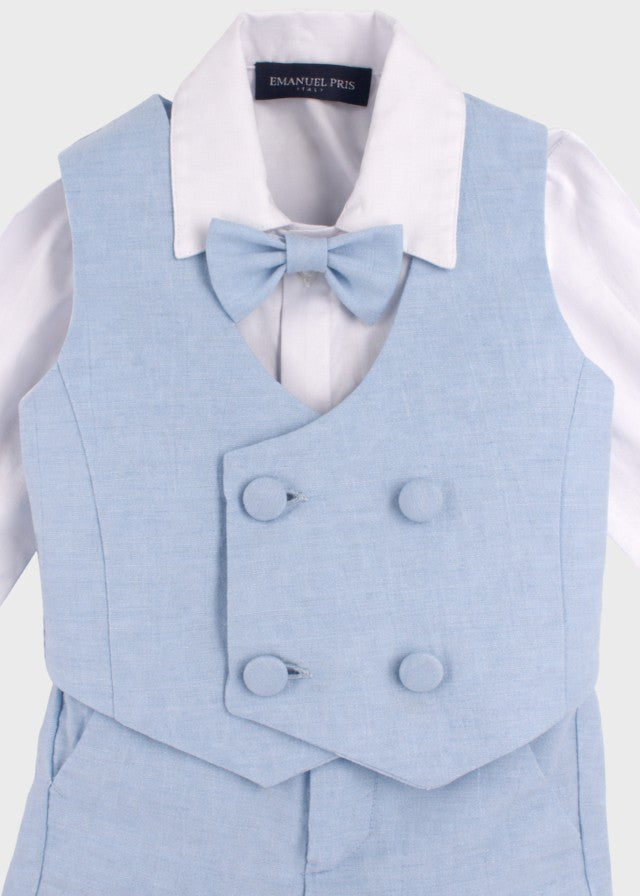 Completo Cerimonia Gilet Bermuda Cielo