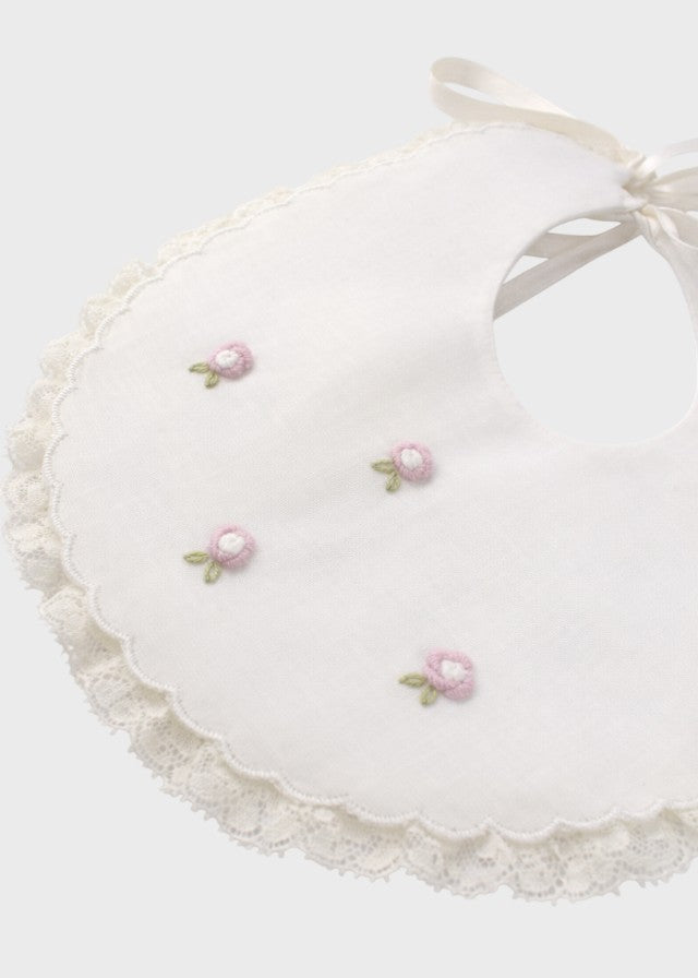 Bavetta Neonata Fiorellini Ricamati TERESA Rosa