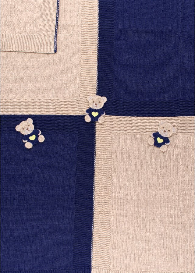 Blue Embroidered Teddy Blanket EK6080