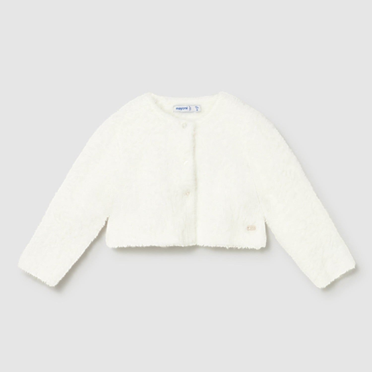 Faux fur cardigan for girls, ecru color, 2357/65