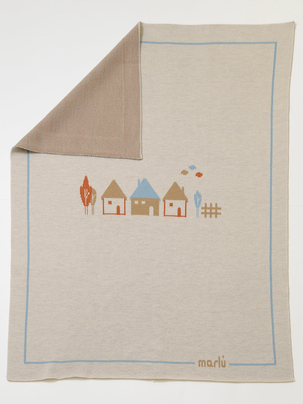 100% Virgin Wool Baby Blanket, Dove Grey, Sky Blue, Powder Blue, Maple IN5180/C