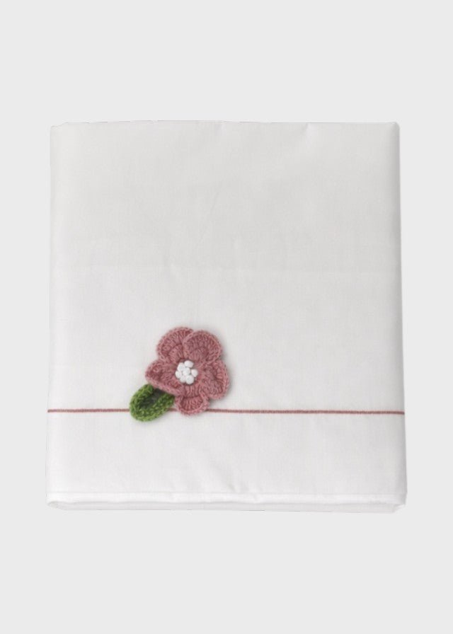 Lenzuolino Cotone Fiore Applicato Rosa FF728329/2300 corredino e abbigliamento neonato | NANU' BABY