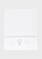 Set lenzuolino 3 pezzi neonato cotone vaniglia verde salvia ricamo mongolfiera orsetto teddy 106x80cm Made Italy MARLÙ EK50