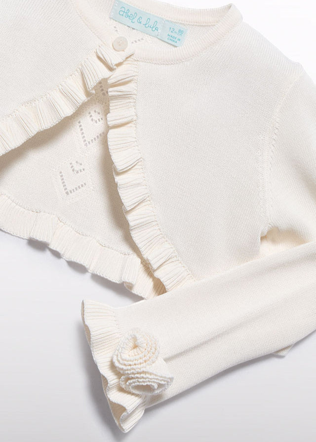 Cream Scalloped Flower Shrug 5381/12