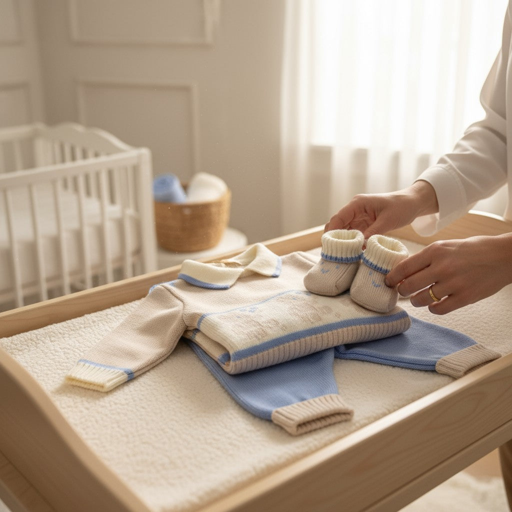 Little Bear 7828 Baby Boy/Girl Set, Beige, Wool Blend