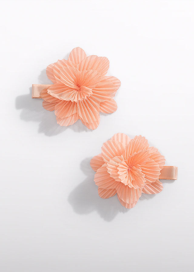 Orange Tulle Flower Hair Clips 5467/65
