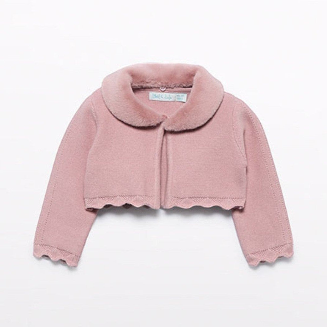 Cardigan tricot colletto pell Bimba Rosa 5817/11 -  NANU' BABY