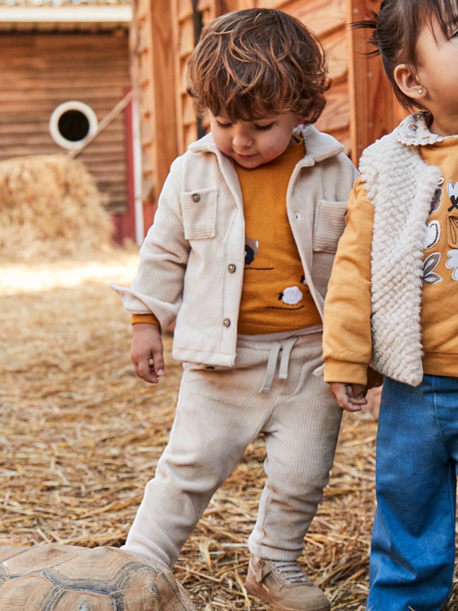 Plain weave trousers, baby boy, beige, 2510/11