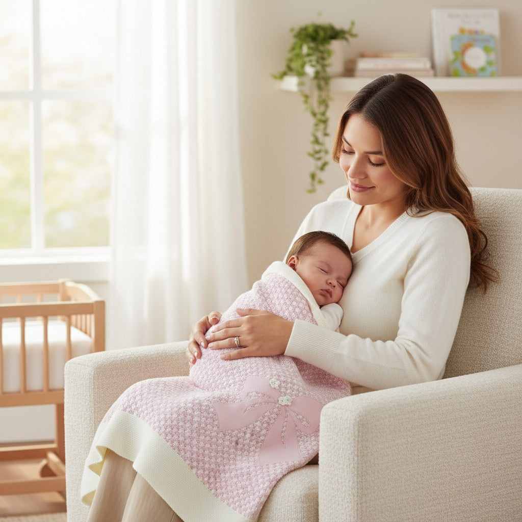 Coperta Neonata Rosa Lana Fiocco 7764