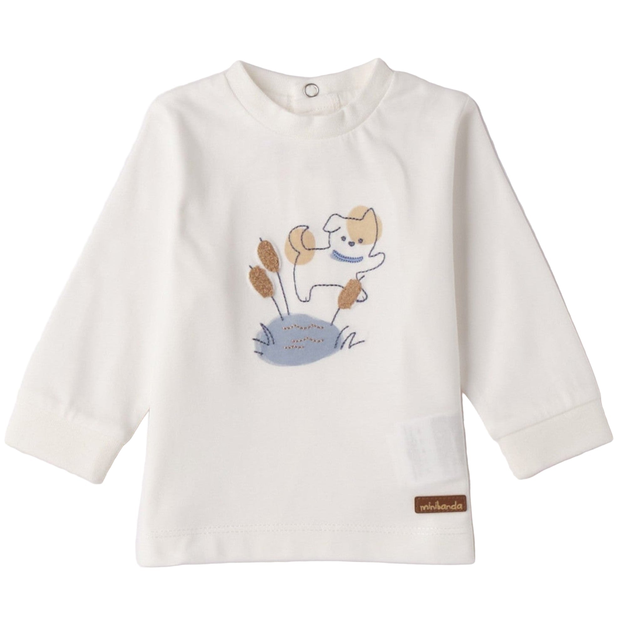 Maglietta Jersey Cotone Ricamo Bimbo Bianco 3F612/112 corredino e abbigliamento neonato | NANU' BABY