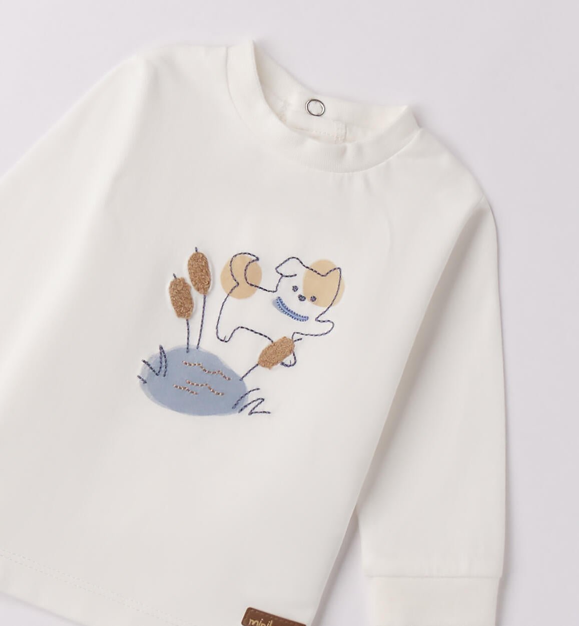 Maglietta Jersey Cotone Ricamo Bimbo Bianco 3F612/112 corredino e abbigliamento neonato | NANU' BABY