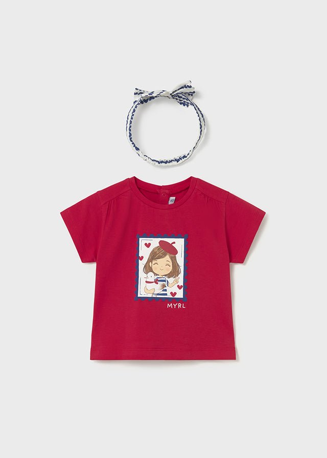 Maglietta Maniche Corte Cerchietto Rosso 1081/10 corredino e abbigliamento neonato | NANU' BABY