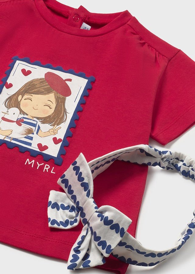 Maglietta Maniche Corte Cerchietto Rosso 1081/10 corredino e abbigliamento neonato | NANU' BABY