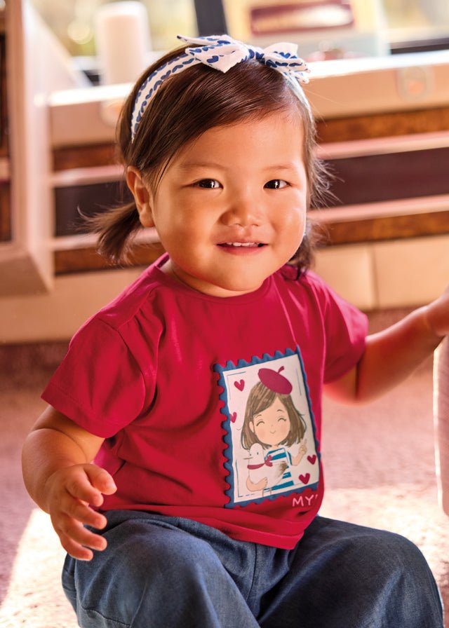 Maglietta Maniche Corte Cerchietto Rosso 1081/10 corredino e abbigliamento neonato | NANU' BABY