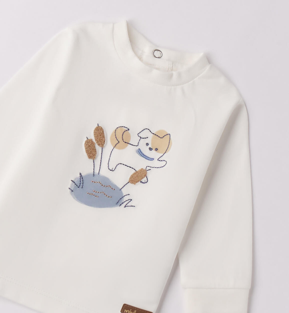 Maglietta Jersey Cotone Ricamo Bimbo Bianco 3F612/112