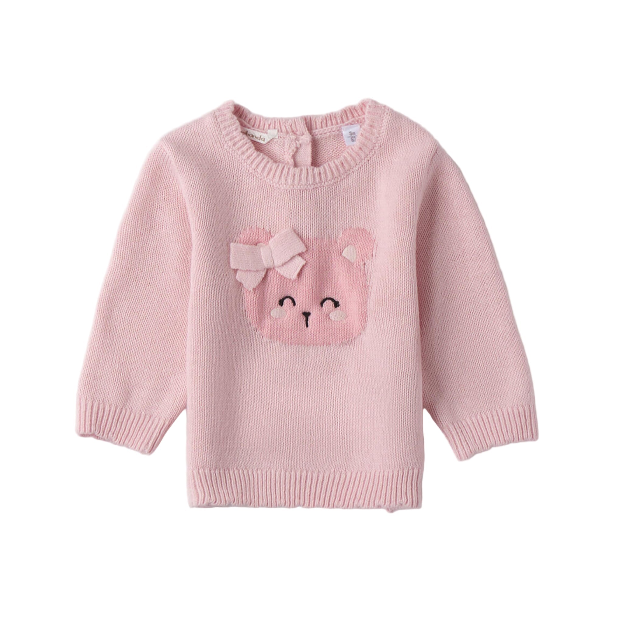 Maglioncino Tricot Cotone Lana Bimba Rosa 3F704/2714 corredino e abbigliamento neonato | NANU' BABY