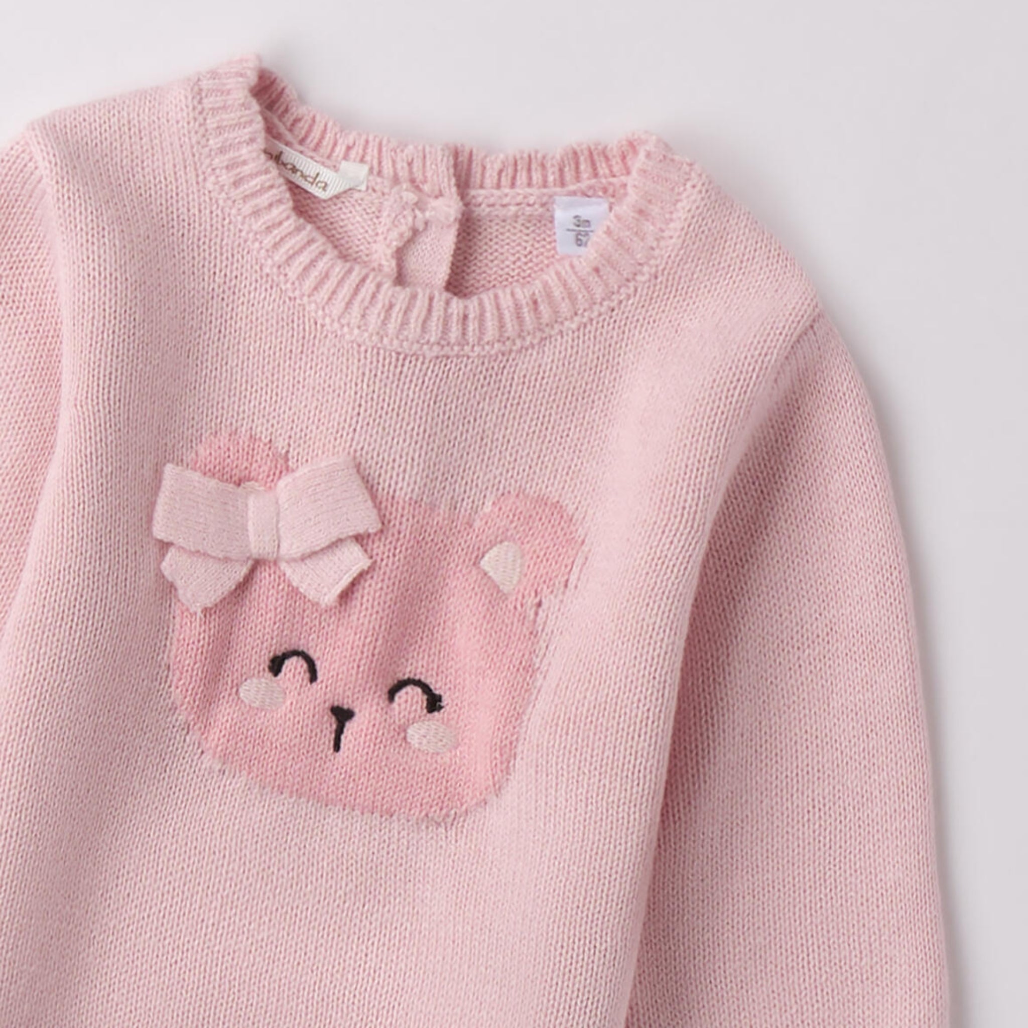 Maglioncino Tricot Cotone Lana Bimba Rosa 3F704/2714 corredino e abbigliamento neonato | NANU' BABY